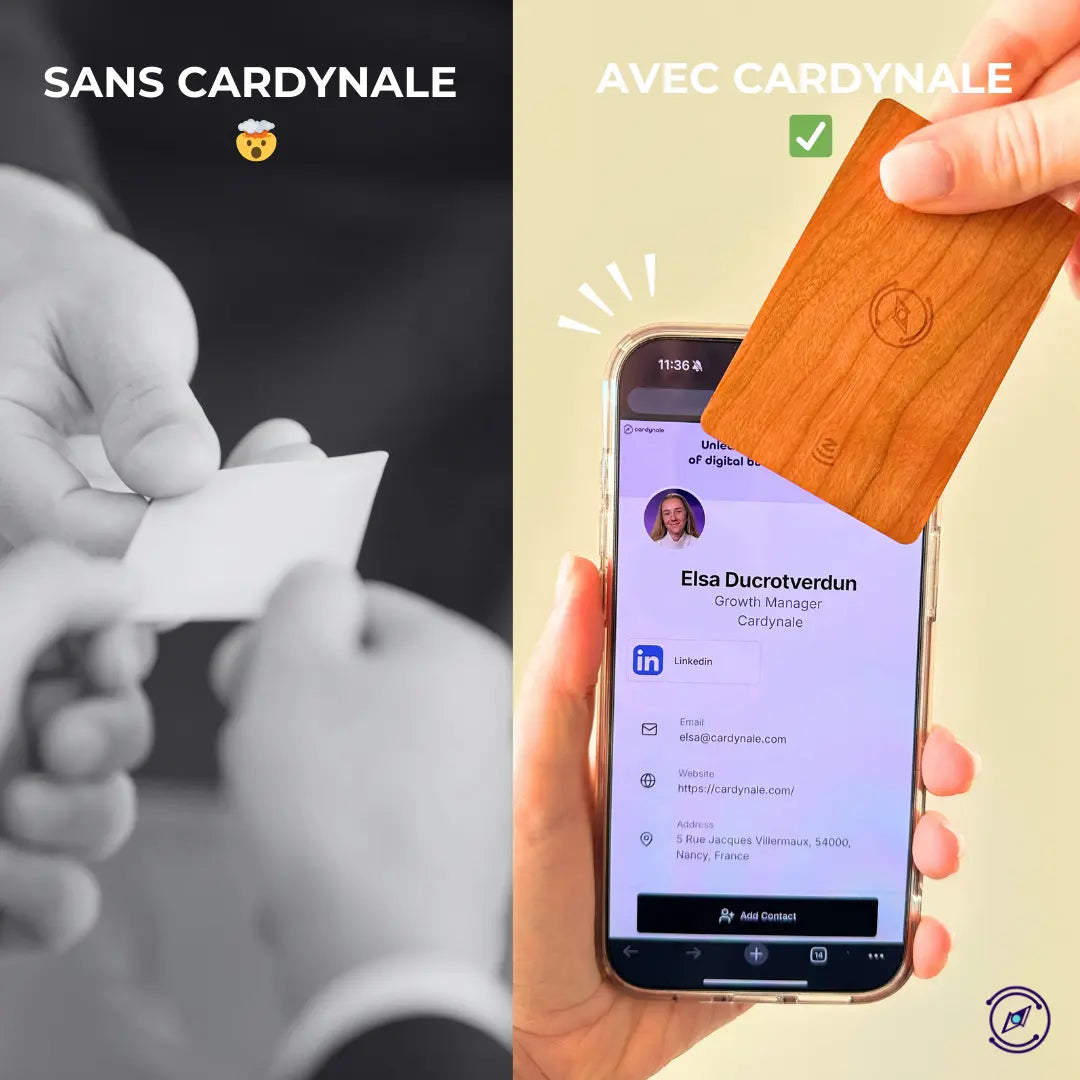 Carte de visite NFC bois recyclé personnalisée